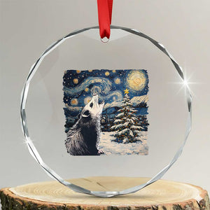 Christmas Starry Night Opossum Crystal Glass Ornament TS09 Transparent Glass 3'' Circle Print Your Wear
