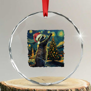 Christmas Starry Night Raccoon Crystal Glass Ornament TS09 Transparent Glass 3'' Circle Print Your Wear