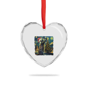 Christmas Starry Night Raccoon Heart Crystal Glass Ornament TS09 Print Your Wear