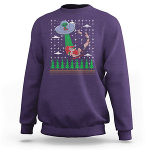 Christmas Sweatshirt Alien Invasion Space UFO Catch Santa TS09 Purple Printyourwear