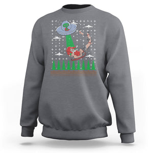 Christmas Sweatshirt Alien Invasion Space UFO Catch Santa TS09 Charcoal Printyourwear