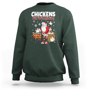 Christmas Sweatshirt Chickens For Everybody Santa Present Chimney TS09 Dark Forest Green Printyourwear