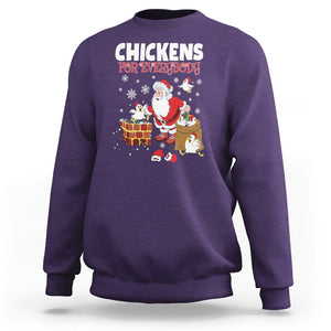 Christmas Sweatshirt Chickens For Everybody Santa Present Chimney TS09 Purple Printyourwear