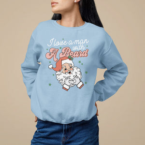 Christmas Sweatshirt I Love A Man With A Beard Santa Xmas TS09 Light Blue Printyourwear