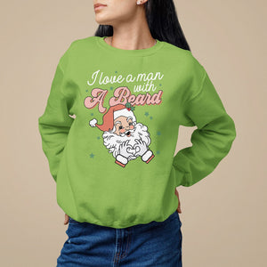Christmas Sweatshirt I Love A Man With A Beard Santa Xmas TS09 Lime Printyourwear