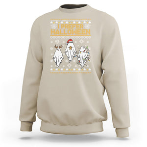 Christmas Sweatshirt I Prefer Halloween Cute Santa Ghost Boo Skeleton TS09 Sand Printyourwear