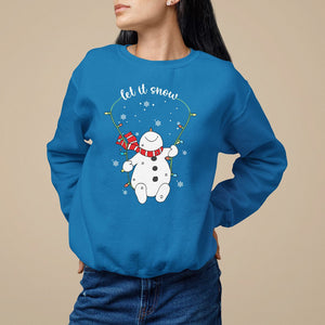 Christmas Sweatshirt Let It Snow Cute Snowman Xmas TS09 Sapphire Printyourwear