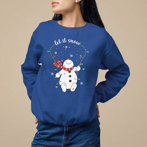 Christmas Sweatshirt Let It Snow Cute Snowman Xmas TS09 Royal Blue Printyourwear