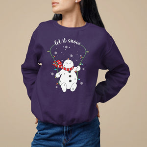 Christmas Sweatshirt Let It Snow Cute Snowman Xmas TS09 Purple Printyourwear