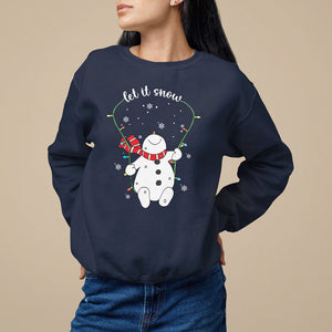 Christmas Sweatshirt Let It Snow Cute Snowman Xmas TS09 Navy Printyourwear