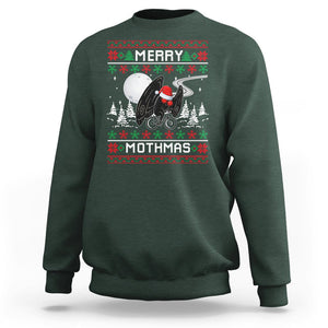 Christmas Sweatshirt Merry Mothmas Santa Mothman Xmas Night TS09 Dark Forest Green Printyourwear