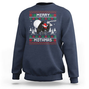 Christmas Sweatshirt Merry Mothmas Santa Mothman Xmas Night TS09 Navy Printyourwear
