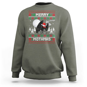 Christmas Sweatshirt Merry Mothmas Santa Mothman Xmas Night TS09 Military Green Printyourwear