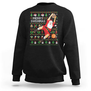 Christmas Sweatshirt Merry Swishmas Santa Baseketball Player TS09 Black Printyourwear