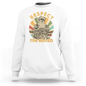 Christmas Sweatshirt Respect The Beard Cool Santa TS09 White Printyourwear