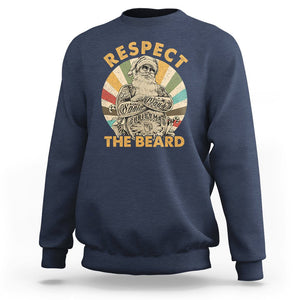 Christmas Sweatshirt Respect The Beard Cool Santa TS09 Navy Printyourwear