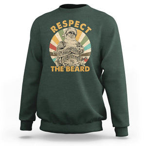 Christmas Sweatshirt Respect The Beard Cool Santa TS09 Dark Forest Green Printyourwear