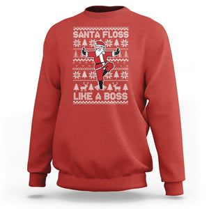 Christmas Sweatshirt Santa Floss Like A Boss Funny Dancing TS09 Red Printyourwear
