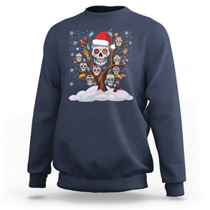 Christmas Sweatshirt Sugar Skull On Tree Funny Xmas TS09 Navy Printyourwear