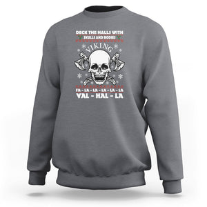 Christmas Sweatshirt Viking Valhalla Deck The Halls With Skulls And Bodies TS09 Charcoal Printyourwear