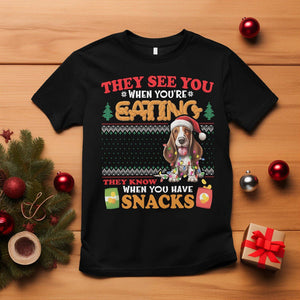 Christmas T Shirt Basset Hound See You're Eating Dog Lover TS09 Black Printyourwear