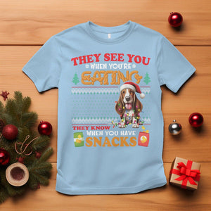 Christmas T Shirt Basset Hound See You're Eating Dog Lover TS09 Light Blue Printyourwear