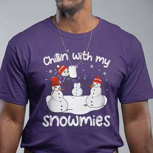 Christmas T Shirt Chillin With My Snowmies Funny Snowman Friendship TS09 Printyourwear