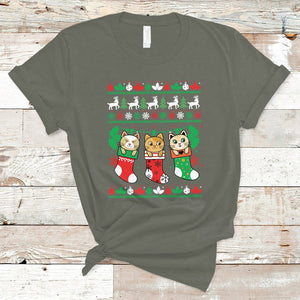 Christmas T Shirt Cute Cat In Sock Merry Catmas TS09 Printyourwear