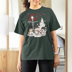 Christmas T Shirt For Women Faith Hope Love Snowman Dandelion Jesus TS09 Printyourwear