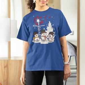 Christmas T Shirt For Women Faith Hope Love Snowman Dandelion Jesus TS09 Printyourwear