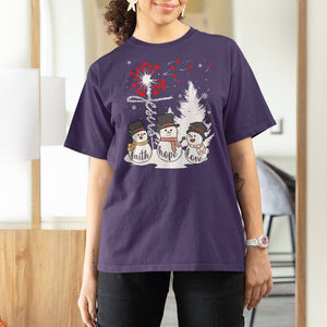 Christmas T Shirt For Women Faith Hope Love Snowman Dandelion Jesus TS09 Printyourwear