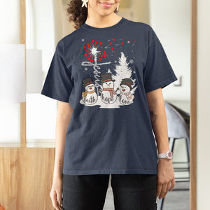 Christmas T Shirt For Women Faith Hope Love Snowman Dandelion Jesus TS09 Printyourwear