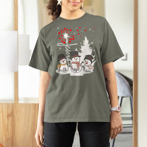 Christmas T Shirt For Women Faith Hope Love Snowman Dandelion Jesus TS09 Printyourwear