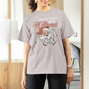 Christmas T Shirt For Women I Love A Man With A Beard Santa Xmas TS09 Ice Gray Printyourwear