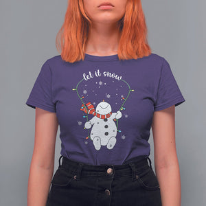 Christmas T Shirt For Women Let It Snow Cute Snowman Xmas TS09 Purple Printyourwear