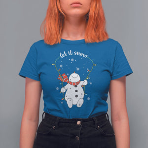 Christmas T Shirt For Women Let It Snow Cute Snowman Xmas TS09 Royal Blue Printyourwear