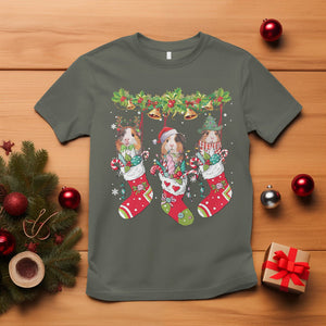 Christmas T Shirt Guinea Pig In Xmas Socks Cute Santa Hat TS09 Military Green Printyourwear