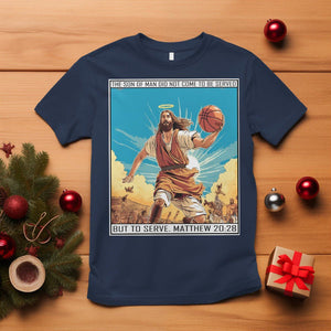 Christmas T Shirt Jesus Baseketball Player Crossing Up Christian Funny Xmas TS09 Navy Printyourwear