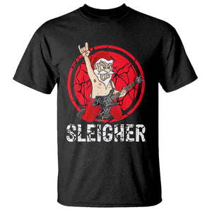 Christmas T Shirt Sleigher Santa Heavy Mental Music TS09 Military Green Printyourwear