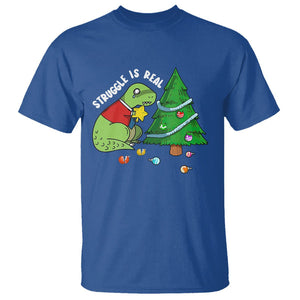 Christmas T Shirt Struggle Is Real T-Rex Christmas Tree Star TS09 Printyourwear