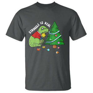 Christmas T Shirt Struggle Is Real T-Rex Christmas Tree Star TS09 Printyourwear