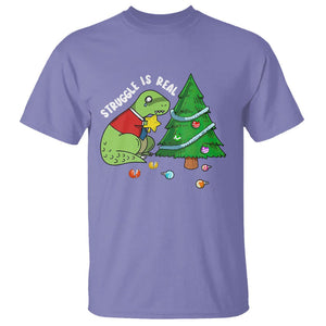 Christmas T Shirt Struggle Is Real T-Rex Christmas Tree Star TS09 Printyourwear