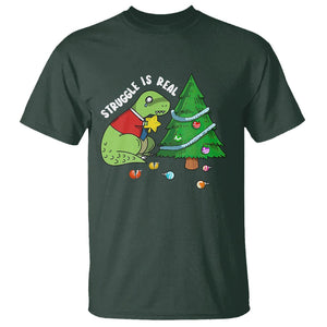 Christmas T Shirt Struggle Is Real T-Rex Christmas Tree Star TS09 Printyourwear