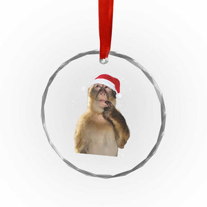 Christmas Thinking Monkey Meme Humor Brainrot Crystal Glass Ornament TS11 Print Your Wear