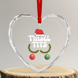 Christmas Tinsel Tits Heart Crystal Glass Ornament Funny Xmas Couple Matching TS11 Transparent Glass 3'' Heart Print Your Wear