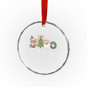 Christmas Tis The Season Crystal Glass Ornament Cute Winter Old Xmas Vintage Pink Santa Claus TS10 Print Your Wear