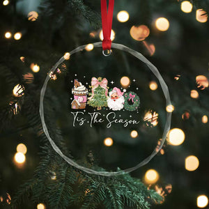 Christmas Tis The Season Crystal Glass Ornament Cute Winter Old Xmas Vintage Pink Santa Claus TS10 Print Your Wear