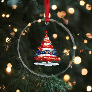 Christmas Tree American Flag Patriotic Crystal Glass Ornament TS14 Print Your Wear
