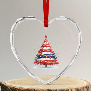 Christmas Tree American Flag Patriotic Heart Crystal Glass Ornament TS14 Transparent Glass 3'' Heart Print Your Wear