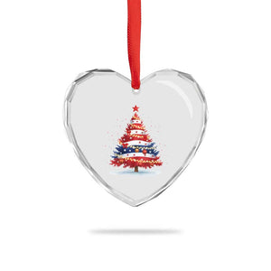 Christmas Tree American Flag Patriotic Heart Crystal Glass Ornament TS14 Print Your Wear